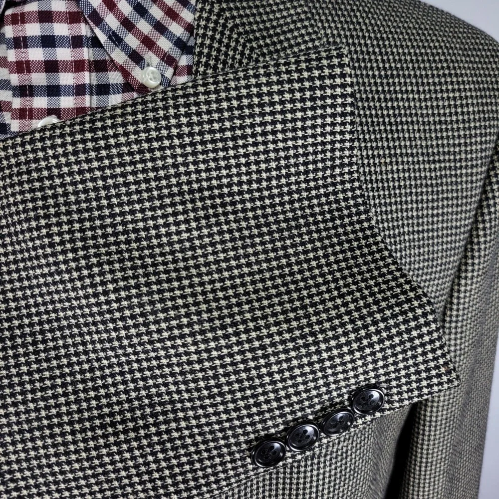 Calvin Klein Men's‎ Sport Coat Blazer Three Button Beige Black Wool 46XL